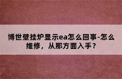 博世壁挂炉显示ea怎么回事-怎么维修，从那方面入手？