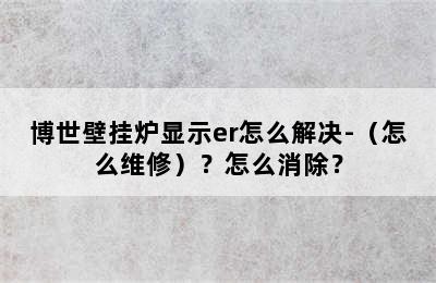 博世壁挂炉显示er怎么解决-（怎么维修）？怎么消除？