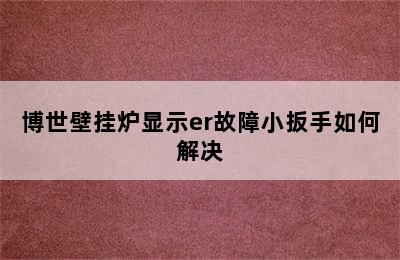 博世壁挂炉显示er故障小扳手如何解决