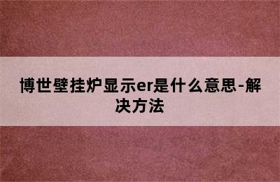 博世壁挂炉显示er是什么意思-解决方法