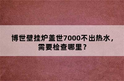 博世壁挂炉盖世7000不出热水，需要检查哪里？