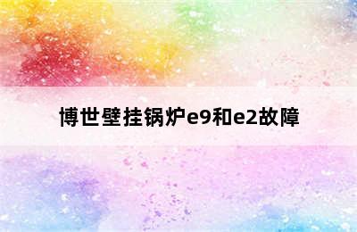 博世壁挂锅炉e9和e2故障