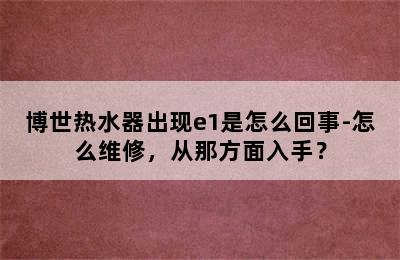 博世热水器出现e1是怎么回事-怎么维修，从那方面入手？