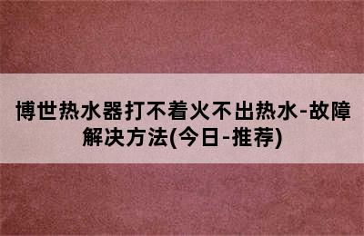 博世热水器打不着火不出热水-故障解决方法(今日-推荐)