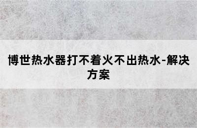 博世热水器打不着火不出热水-解决方案