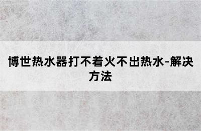 博世热水器打不着火不出热水-解决方法