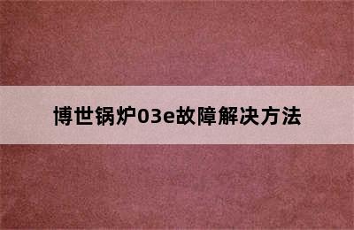 博世锅炉03e故障解决方法