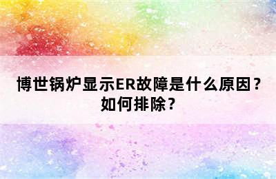 博世锅炉显示ER故障是什么原因？如何排除？