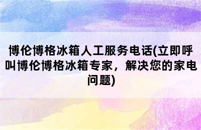 博伦博格冰箱人工服务电话(立即呼叫博伦博格冰箱专家，解决您的家电问题)