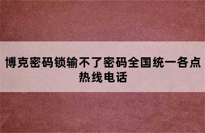 博克密码锁输不了密码全国统一各点热线电话