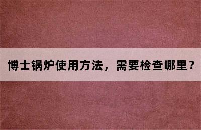 博士锅炉使用方法，需要检查哪里？