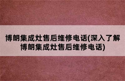 博朗集成灶售后维修电话(深入了解博朗集成灶售后维修电话)