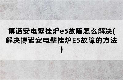 博诺安电壁挂炉e5故障怎么解决(解决博诺安电壁挂炉E5故障的方法)