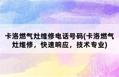 卡洛燃气灶维修电话号码(卡洛燃气灶维修，快速响应，技术专业)