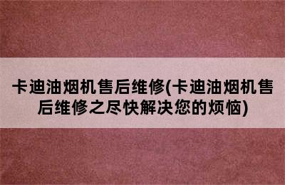 卡迪油烟机售后维修(卡迪油烟机售后维修之尽快解决您的烦恼)