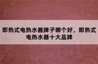 即热式电热水器牌子哪个好，即热式电热水器十大品牌