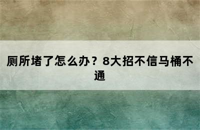 厕所堵了怎么办？8大招不信马桶不通