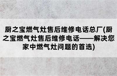 厨之宝燃气灶售后维修电话总厂(厨之宝燃气灶售后维修电话——解决您家中燃气灶问题的首选)