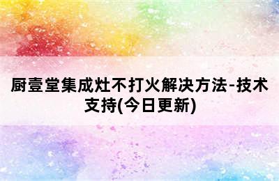 厨壹堂集成灶不打火解决方法-技术支持(今日更新)