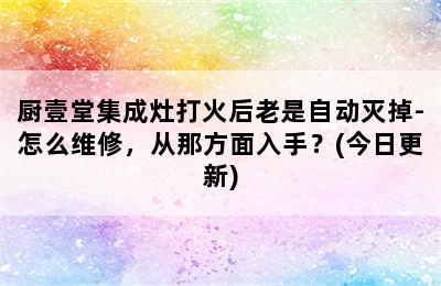 厨壹堂集成灶打火后老是自动灭掉-怎么维修，从那方面入手？(今日更新)