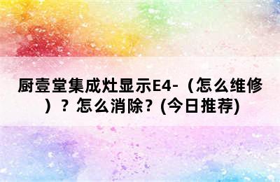 厨壹堂集成灶显示E4-（怎么维修）？怎么消除？(今日推荐)