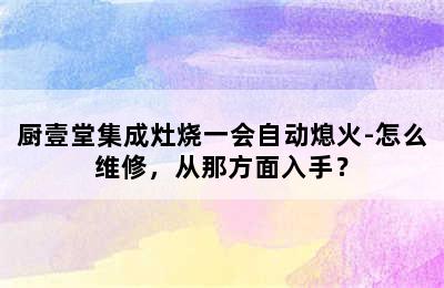 厨壹堂集成灶烧一会自动熄火-怎么维修，从那方面入手？