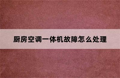 厨房空调一体机故障怎么处理