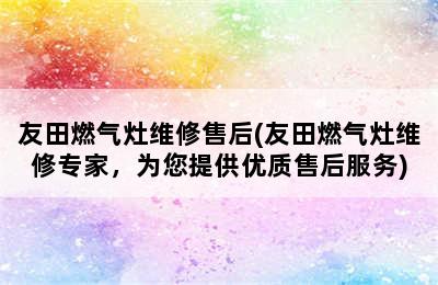 友田燃气灶维修售后(友田燃气灶维修专家，为您提供优质售后服务)