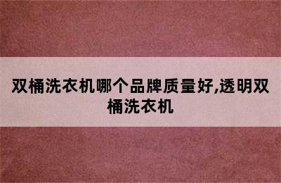 双桶洗衣机哪个品牌质量好,透明双桶洗衣机