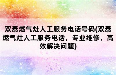 双泰燃气灶人工服务电话号码(双泰燃气灶人工服务电话，专业维修，高效解决问题)