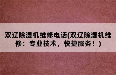 双辽除湿机维修电话(双辽除湿机维修：专业技术，快捷服务！)