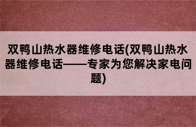 双鸭山热水器维修电话(双鸭山热水器维修电话——专家为您解决家电问题)