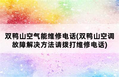 双鸭山空气能维修电话(双鸭山空调故障解决方法请拨打维修电话)