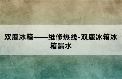 双鹿冰箱——维修热线-双鹿冰箱冰箱漏水