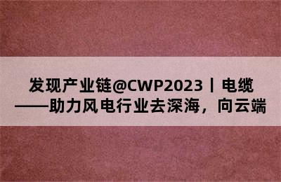 发现产业链@CWP2023丨电缆——助力风电行业去深海，向云端