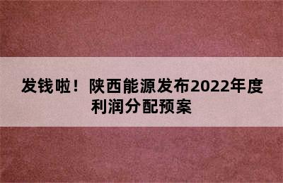 发钱啦！陕西能源发布2022年度利润分配预案