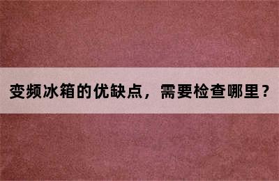 变频冰箱的优缺点，需要检查哪里？