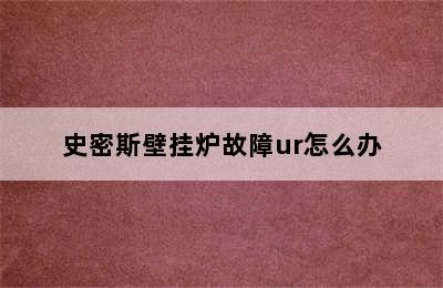 史密斯壁挂炉故障ur怎么办