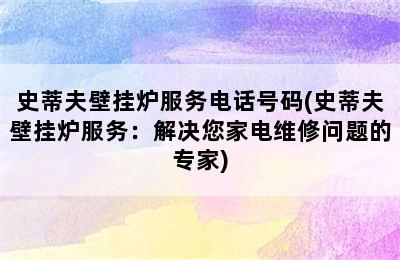 史蒂夫壁挂炉服务电话号码(史蒂夫壁挂炉服务：解决您家电维修问题的专家)