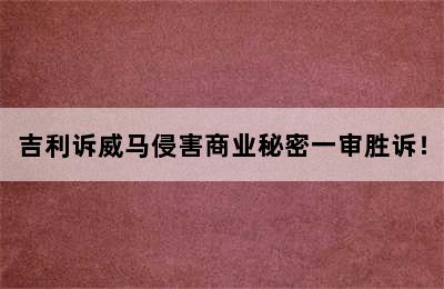 吉利诉威马侵害商业秘密一审胜诉！