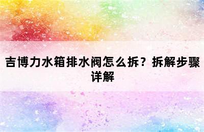 吉博力水箱排水阀怎么拆？拆解步骤详解