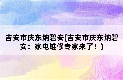 吉安市庆东纳碧安(吉安市庆东纳碧安：家电维修专家来了！)