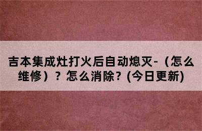 吉本集成灶打火后自动熄灭-（怎么维修）？怎么消除？(今日更新)