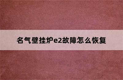 名气壁挂炉e2故障怎么恢复