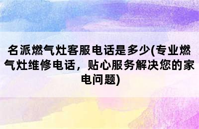 名派燃气灶客服电话是多少(专业燃气灶维修电话，贴心服务解决您的家电问题)