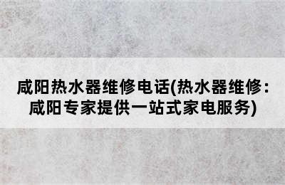 咸阳热水器维修电话(热水器维修：咸阳专家提供一站式家电服务)