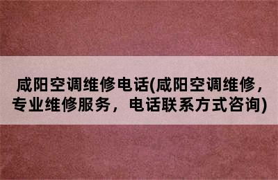 咸阳空调维修电话(咸阳空调维修，专业维修服务，电话联系方式咨询)