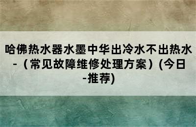 哈佛热水器水墨中华出冷水不出热水-（常见故障维修处理方案）(今日-推荐)