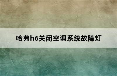 哈弗h6关闭空调系统故障灯