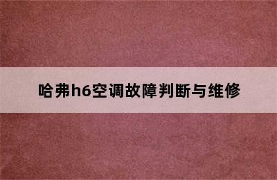 哈弗h6空调故障判断与维修